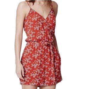 Loft Women's Floral Dandelion Romper Sleeveless Burn Orange Size Small